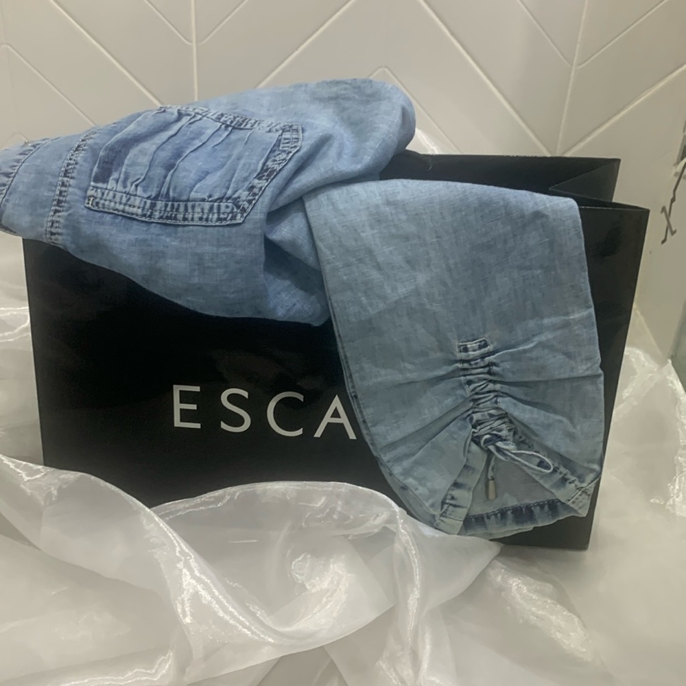 RARE Escada Sport Tina Linen&Cotton Blend Drawstring Jeans - Picture 4 of 17